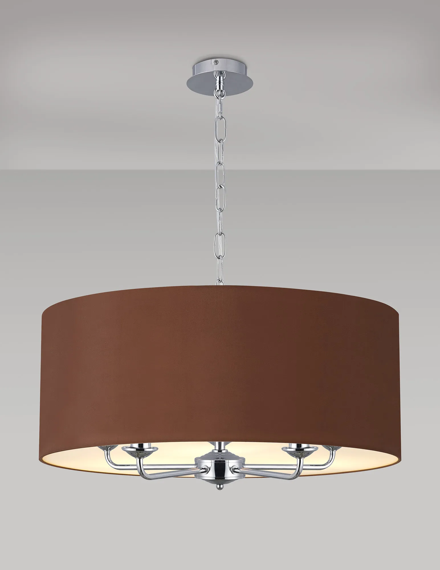 Banyan 60cm 5 Light Pendant Polished Chrome; Raw Cocoa/Grecian Bronze DK0655  Deco Banyan CH RC